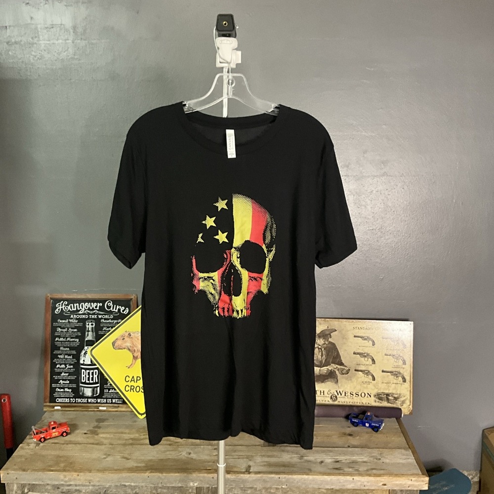 Men's‎ Custom American  skull Printed T Shirt Size M
